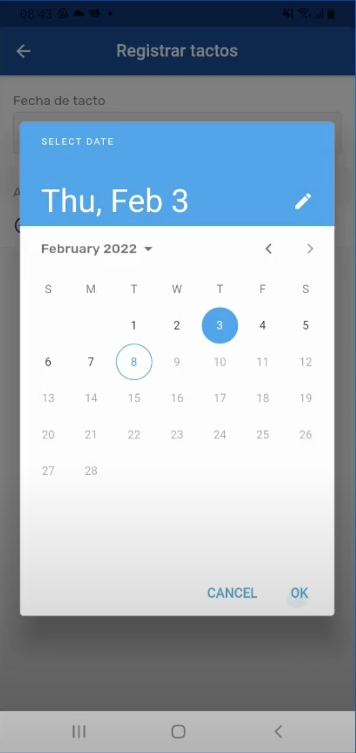 Registro de tacto, opción Registro Multiple