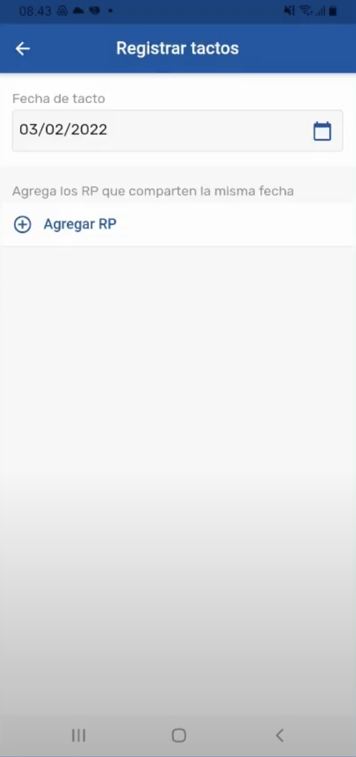 Registro de tacto, opción Registro Multiple